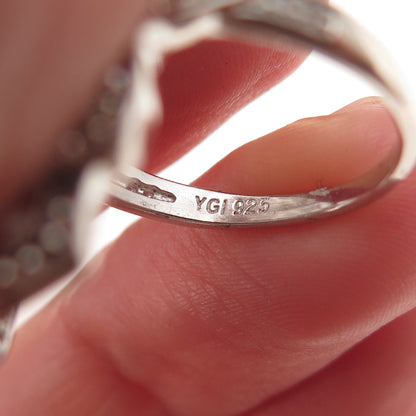 925 Sterling Silver Round-Cut C Z Statement Ring Size 6