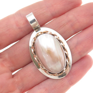 VanHorne Old Pawn 925 Sterling Silver 14K Gold Filled Vintage MOP Tribal Pendant