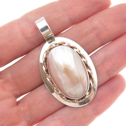 VanHorne Old Pawn 925 Sterling Silver 14K Gold Filled Vintage MOP Tribal Pendant