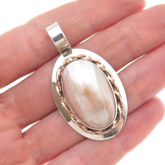 VanHorne Old Pawn 925 Sterling Silver 14K Gold Filled Vintage MOP Tribal Pendant