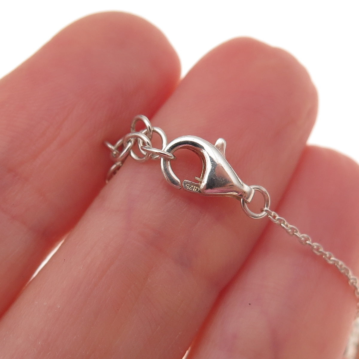 Heidi Klum 925 Sterling Silver 4-Leaf Clover Station Chain Necklace 36"