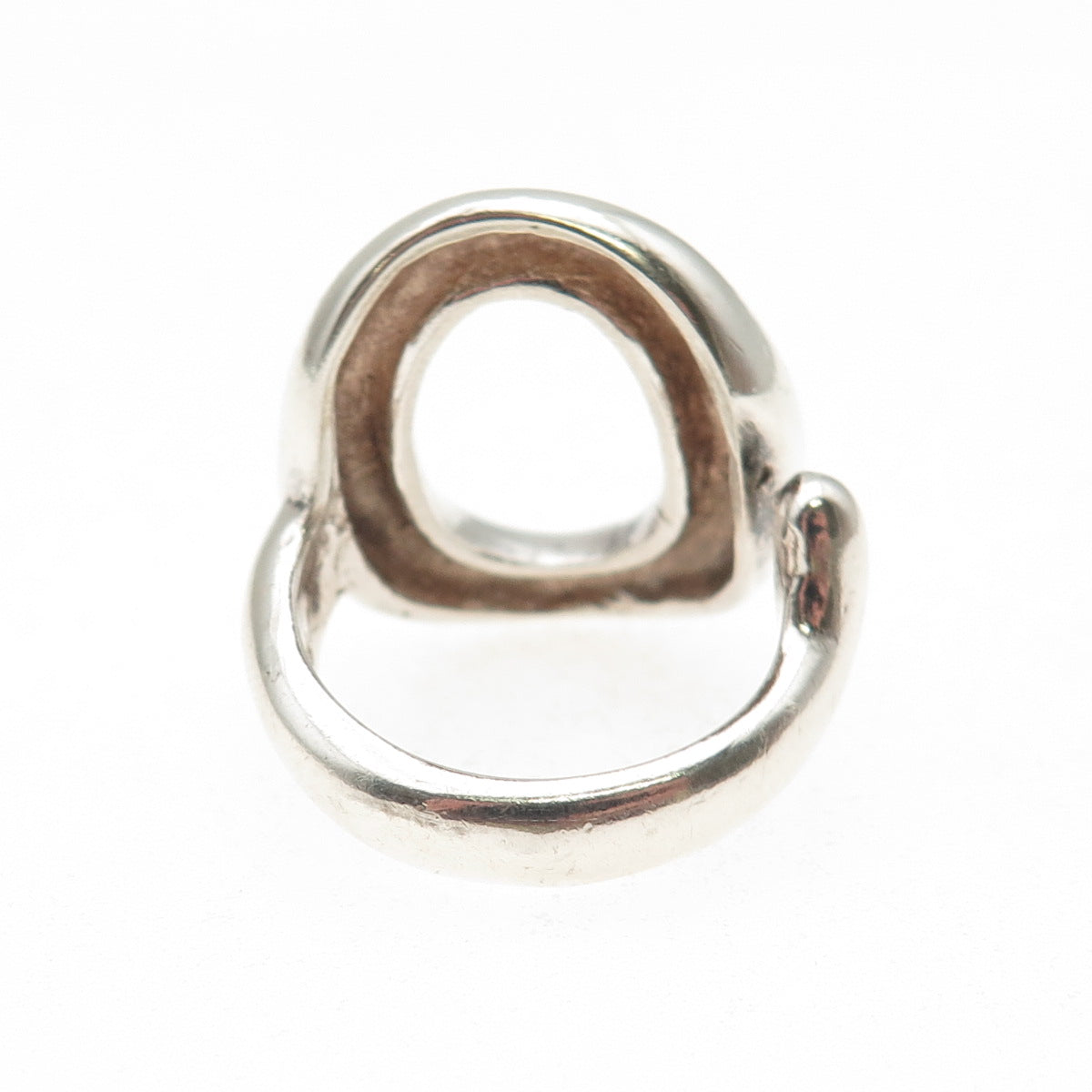 925 Sterling Silver Vintage Letter O Modernist Adjustable Ring Size 7.25