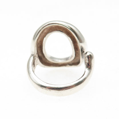 925 Sterling Silver Vintage Letter O Modernist Adjustable Ring Size 7.25