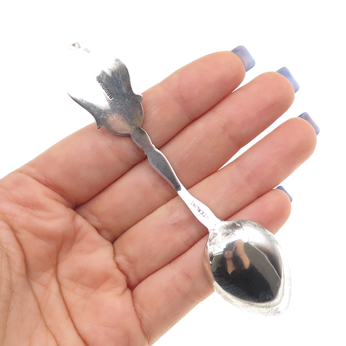 925 Sterling Silver Antique Art Deco Enamel Halifax Coat of Arms Coffee Spoon