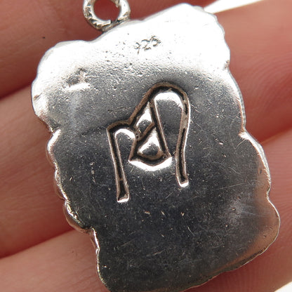 RED 925 Sterling Silver Vintage Tribal Face Oxidized Charm Pendant