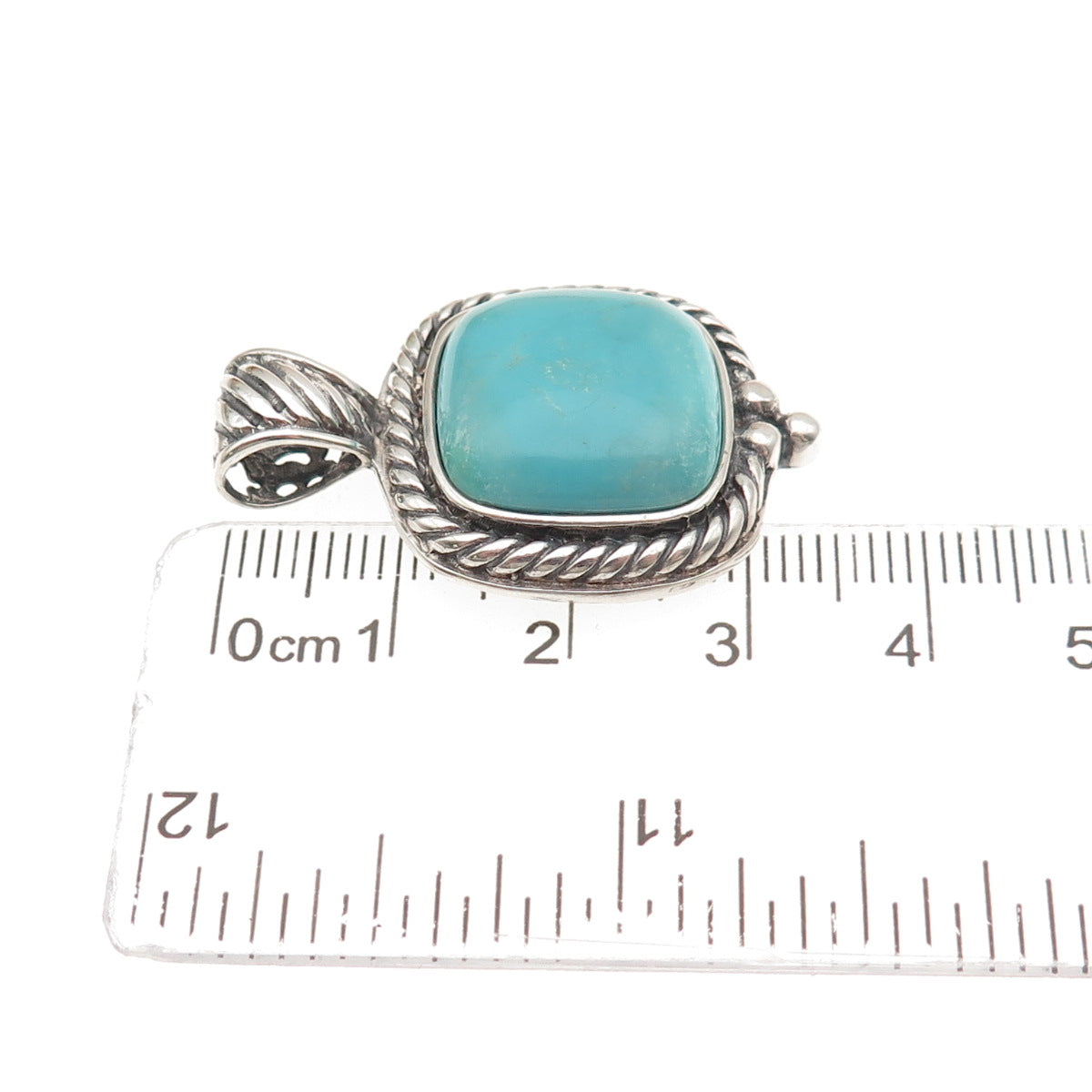 GSJ Gold Stone 925 Sterling Silver Vintage Real Tyrone Turquoise Charm Pendant