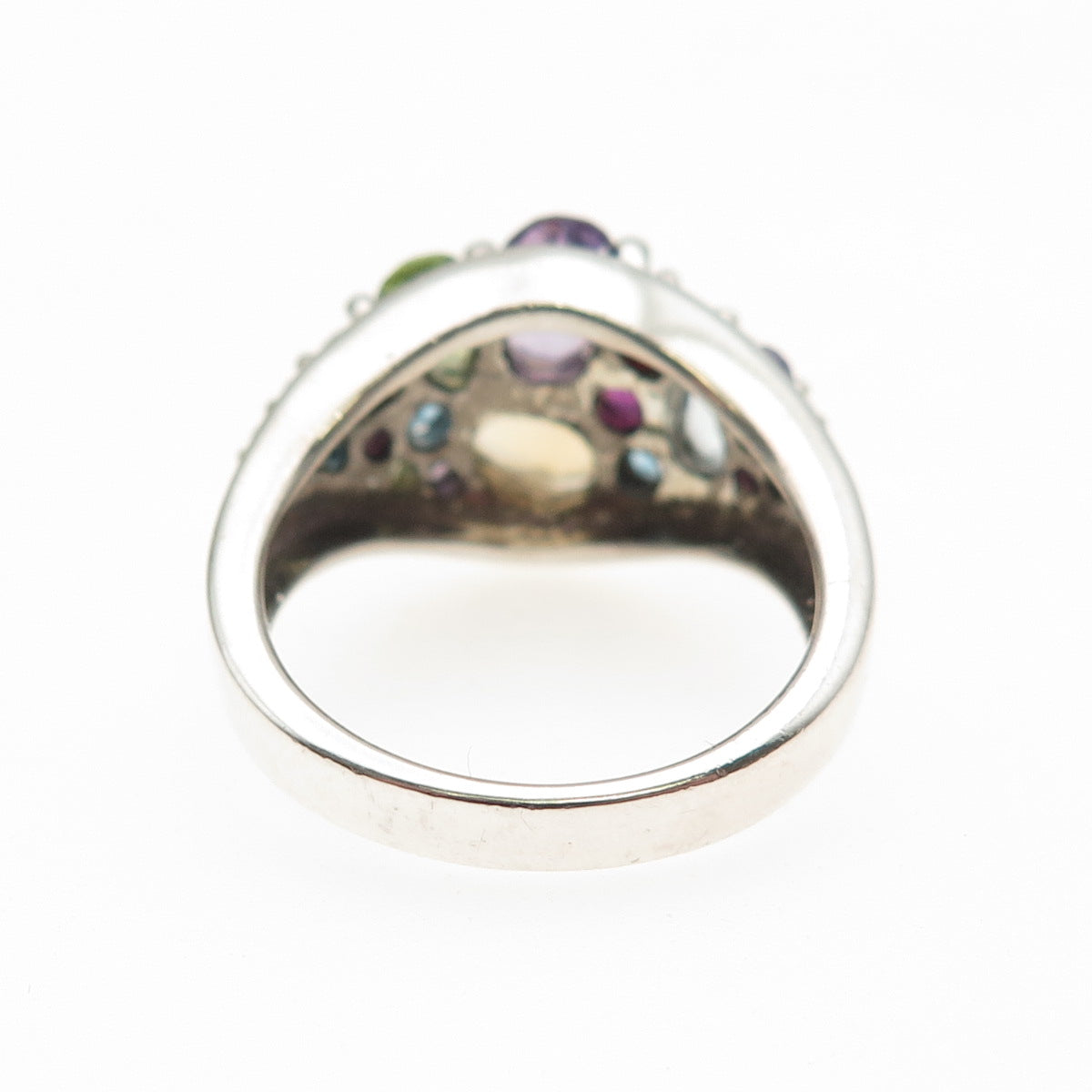 Sterling Vintage Topaz Amethyst Garnet Peridot Citrine Tourmaline Ring Size 8.25