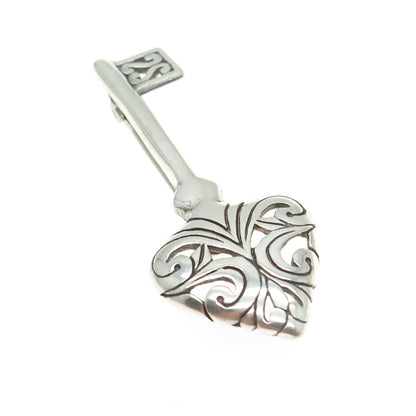 JEZLAINE 925 Sterling Silver Vintage Spade Key Pin Brooch