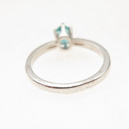 Tommy Long 925 Sterling Silver Vintage Real Oval-Cut Blue Spinel Ring Size 4.5