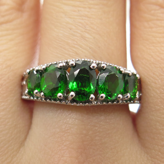 CHUCK CLEMENCY 925 Sterling Silver Real Oval-Cut Peridot Ring Size 7.25