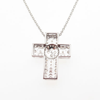 DEE BERKLE Sterling Silver Round & Princess-Cut C Z Cross Chain Necklace 16-18"