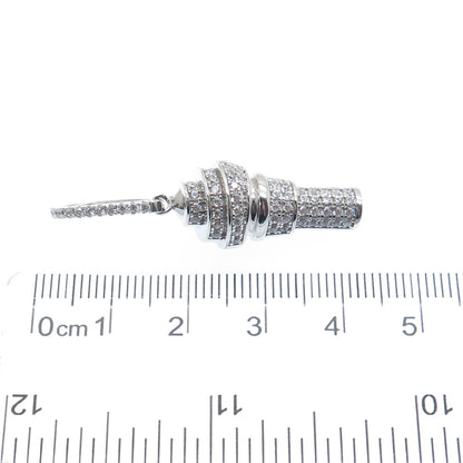 925 Sterling Silver Round-Cut C Z Ice Cream 3D Charm Pendant
