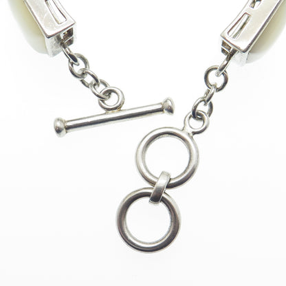 WHITNEY KELLY Sterling Silver Vintage Agate Turquoise Lapis MOP Bracelet 7-7.25"