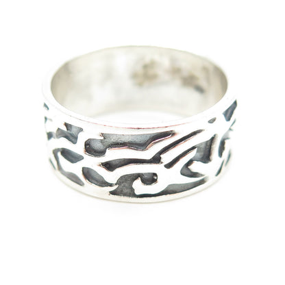 925 Sterling Silver Vintage Barbed Wire Band Ring Size 8.75