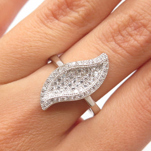 925 Sterling Silver Pave C Z Braided Ring Size 8.25