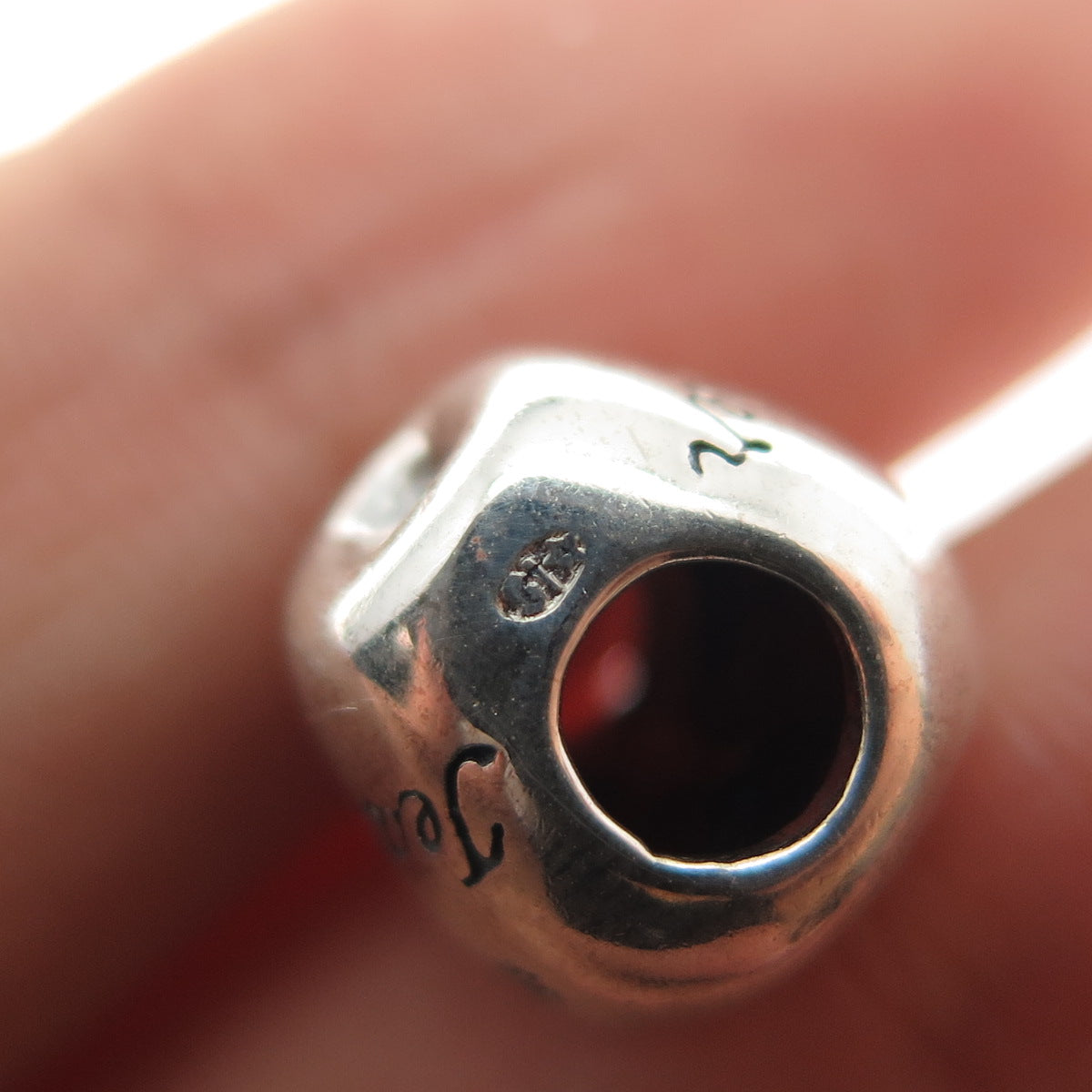 REFLECTION BEADS 925 Sterling Silver C Z #1 Teacher Apple Slide Bead Charm