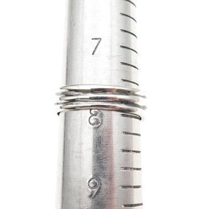 925 Sterling Silver Vintage Modernist Ribbed Wave Oxidized Ring Size 8