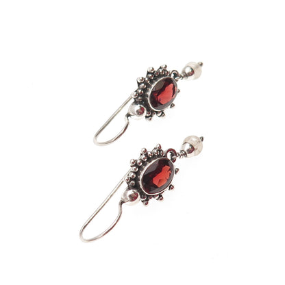 DP Doug Paulus 925 Sterling Silver Vintage Real Red Garnet & Moonstone Earrings
