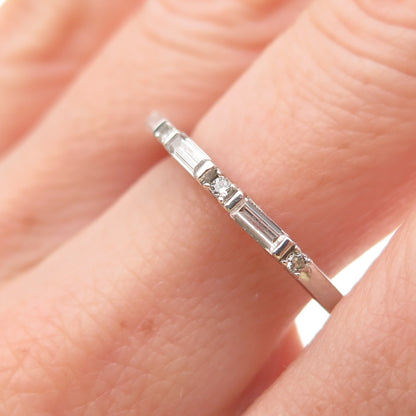 925 Sterling Round & Baguette-Cut C Z Half Eternity Stackable Band Ring Size 8