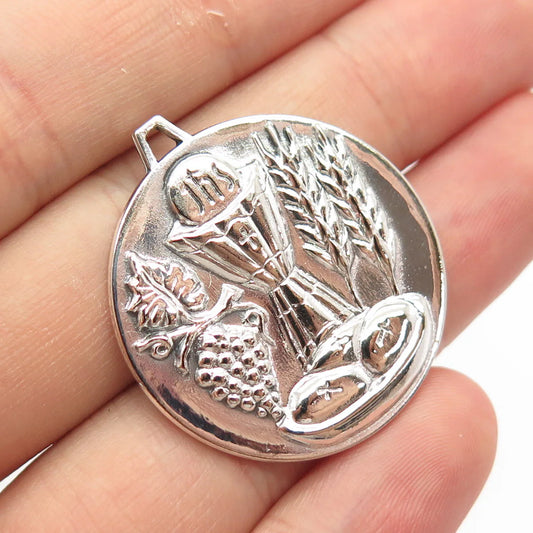 925 Sterling Silver Vintage First Holy Communion Symbol Pendant