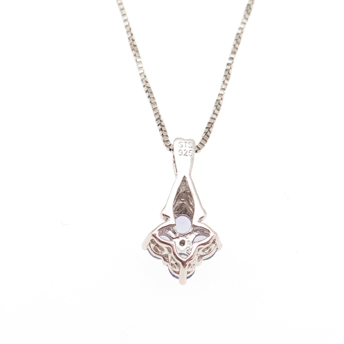 Chuck Clemency 925 Sterling Silver Real Tanzanite & Topaz Box Chain Necklace 18"