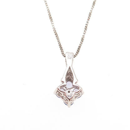 Chuck Clemency 925 Sterling Silver Real Tanzanite & Topaz Box Chain Necklace 18"