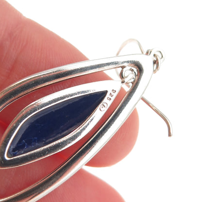 Boma 925 Sterling Silver Vintage Real Lapis Modernist Dangle Earrings