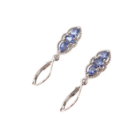 Chuck Clemency 925 Sterling Silver Real Tanzanite Dangle Earrings