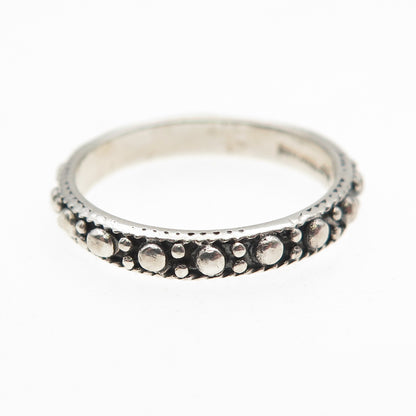 925 Sterling Silver Vintage Dotted Oxidized Band Ring Size 7.75