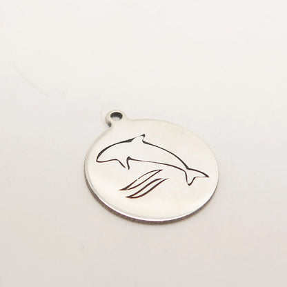 925 Sterling Silver USA Two In Town Dolphin Charm Pendant