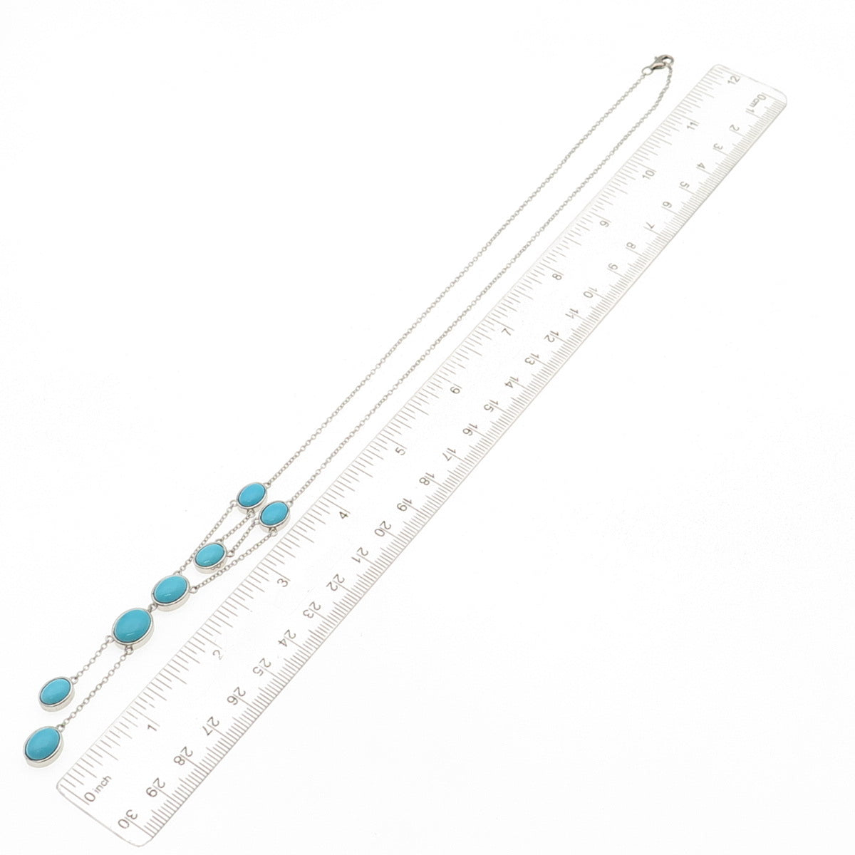 925 Sterling Silver Real Sleeping Beauty Turquoise Cable Chain Necklace 18"