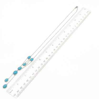925 Sterling Silver Real Sleeping Beauty Turquoise Cable Chain Necklace 18"