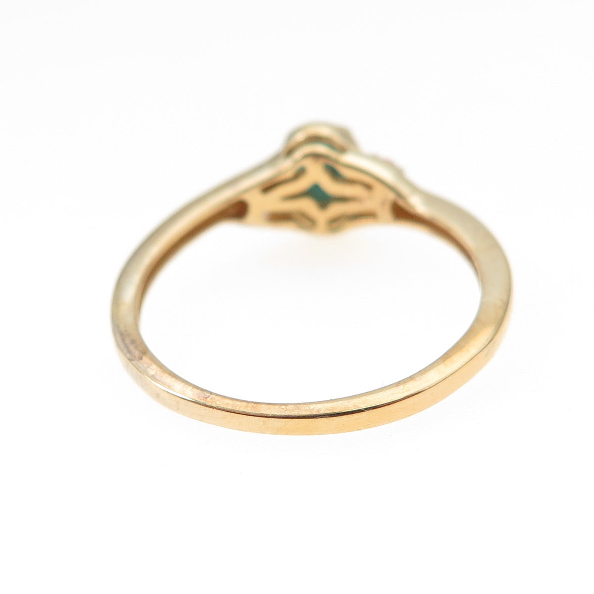 Chuck Clemency 925 Sterling Gold Plated Real Turquoise & White Topaz Ring Size 7