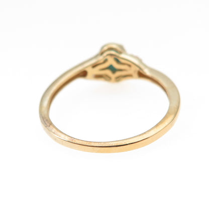 Chuck Clemency 925 Sterling Gold Plated Real Turquoise & White Topaz Ring Size 7