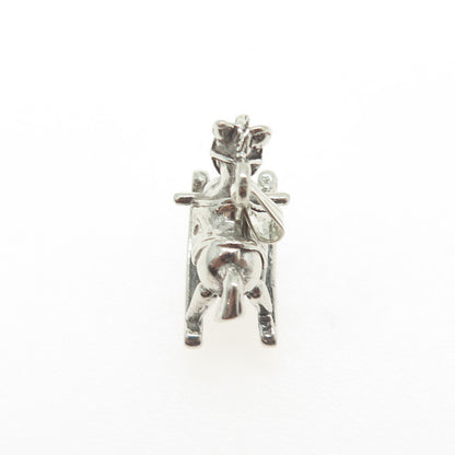 925 Sterling Silver Vintage Rocking Horse 3D Pendant
