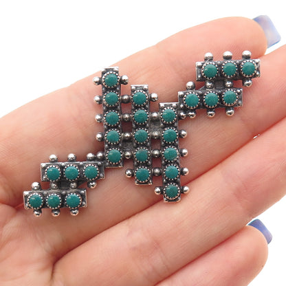 Old Pawn 925 Sterling Silver Vintage Kingman Turquoise Snake Eye Pin Brooch