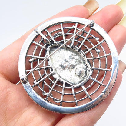 925 Sterling Silver Vintage Spider Face Pin Brooch