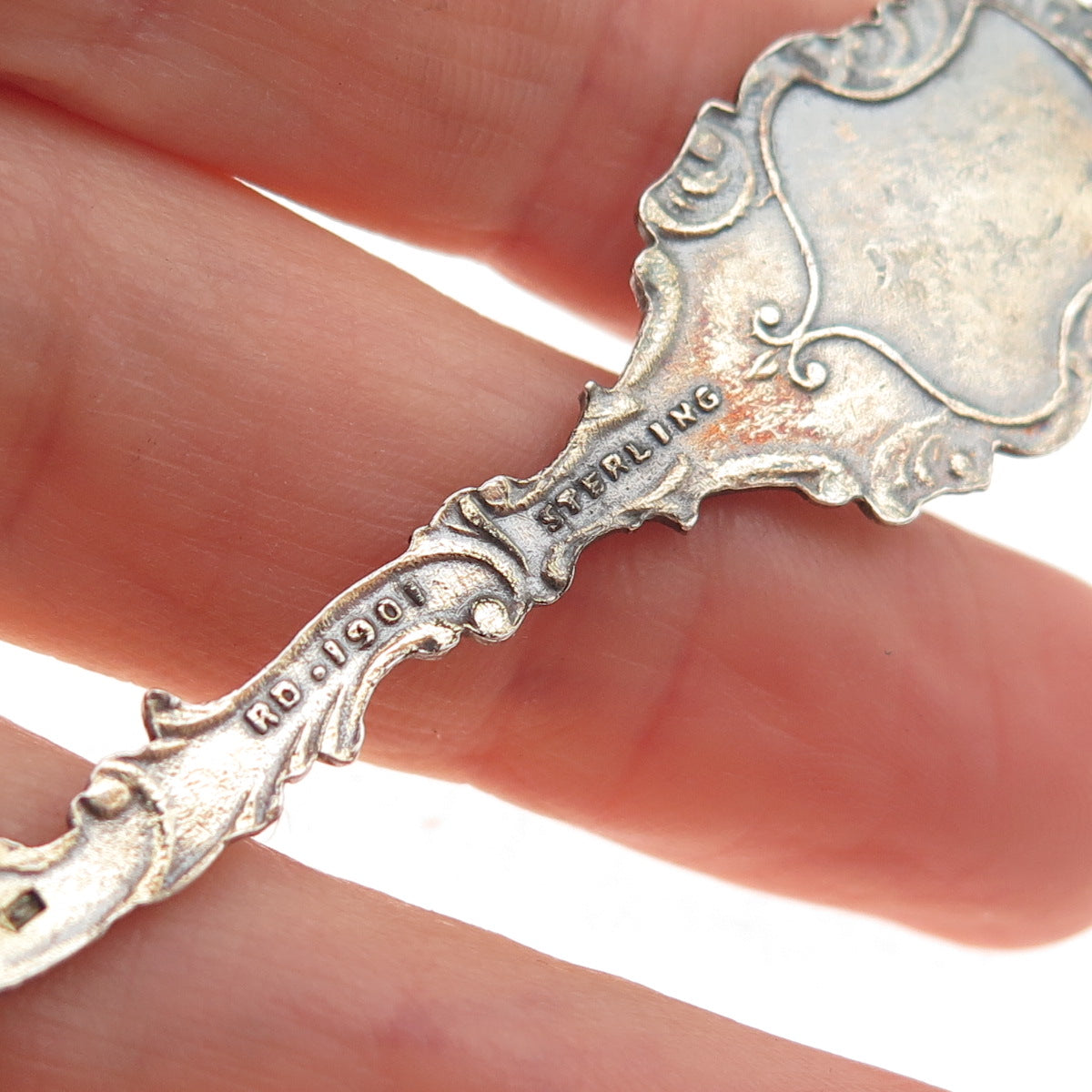 925 Sterling Antique 1901 Canada Enamel Provincial Building Halifax Coffee Spoon