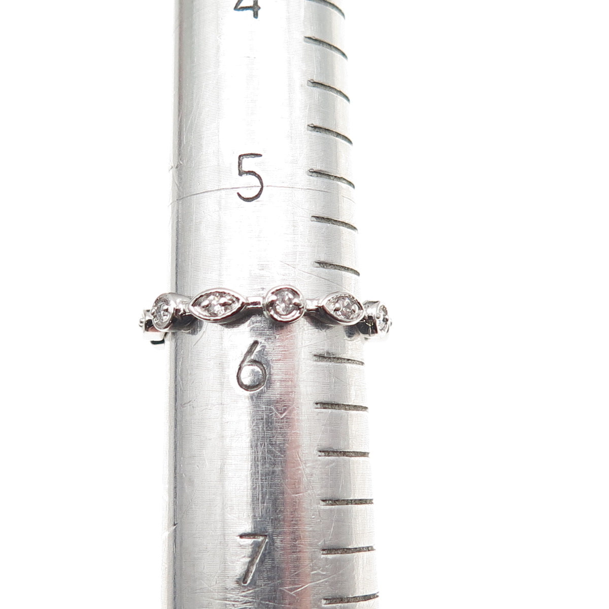 925 Sterling Silver Round-Cut C Z All Around Band Ring Size 5.75