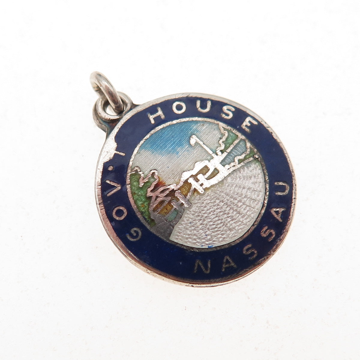 Breadner Co. 925 Sterling Vintage Enamel Government House Nassau Charm Pendant