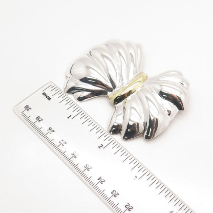 925 Sterling Silver 2-Tone Vintage Mexico Bow Pin Brooch