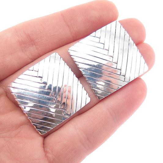 Gabriel Ofiesh 925 Sterling Silver Vintage Modernist Square Earrings