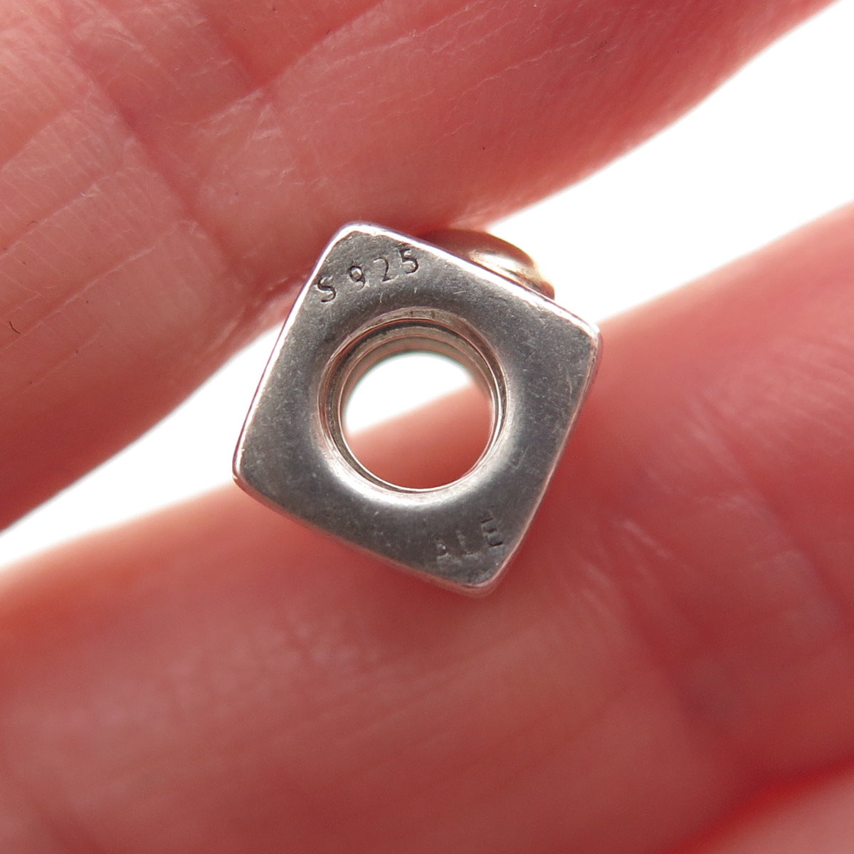 PANDORA 925 Sterling Silver & Gold I Love You Slide Cube Bead Charm