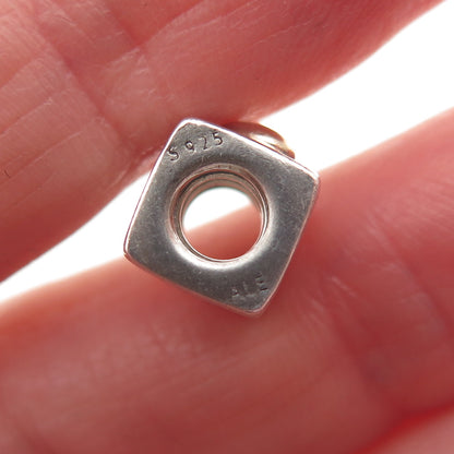 PANDORA 925 Sterling Silver & Gold I Love You Slide Cube Bead Charm