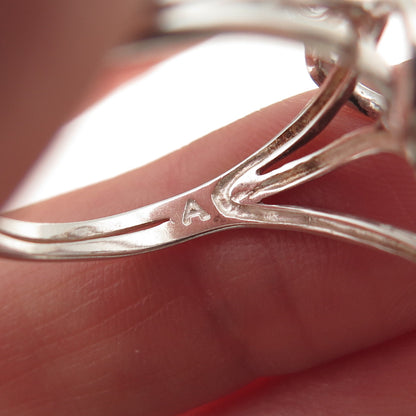 925 Sterling Silver Vintage Interlocked Heart Oxidized Ring Size 10
