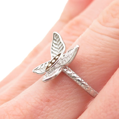 Chuck Clemency 925 Sterling Silver Vintage Modernist Butterfly Ring Size 7