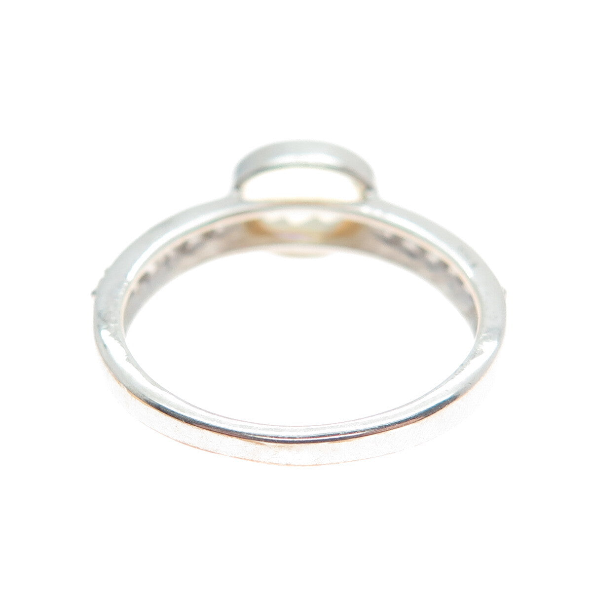 925 Sterling Silver Real Round-Cut Diamond & Oval-Cut Citrine Ring Size 7.75