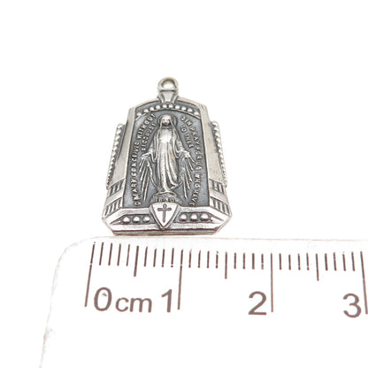 925 Sterling Silver Antique Art Deco GK & S St. Mary Oxidized Charm Pendant