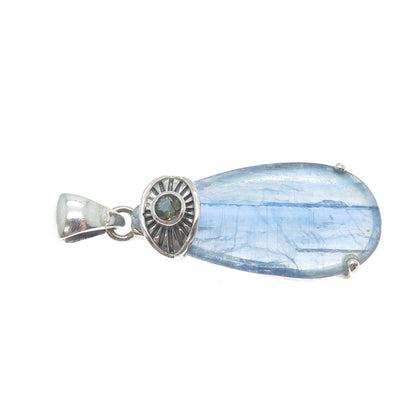 925 Sterling Silver Vintage Real Kyanite & Peridot Evil's Eye Charm Pendant