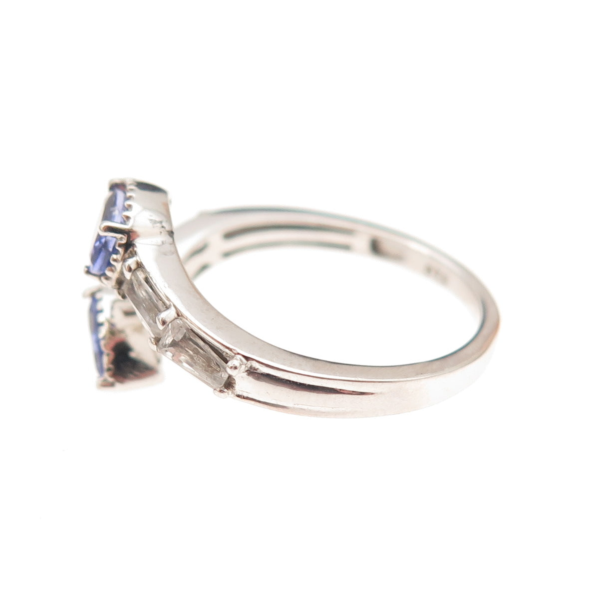 Chuck Clemency 925 Sterling Real Tanzanite White Topaz Adjustable Ring Size 8.75